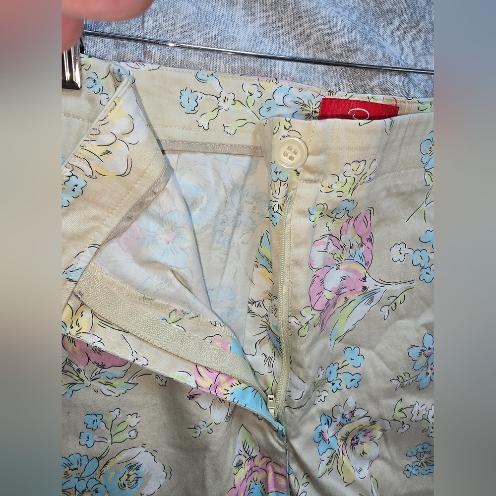 Oscar Dw La Renta Floral Print Beige Pants Size 14 - Picture 5 of 7